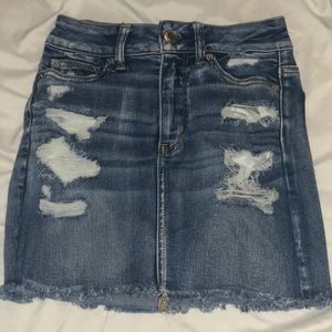 Distress Denim Skirt
